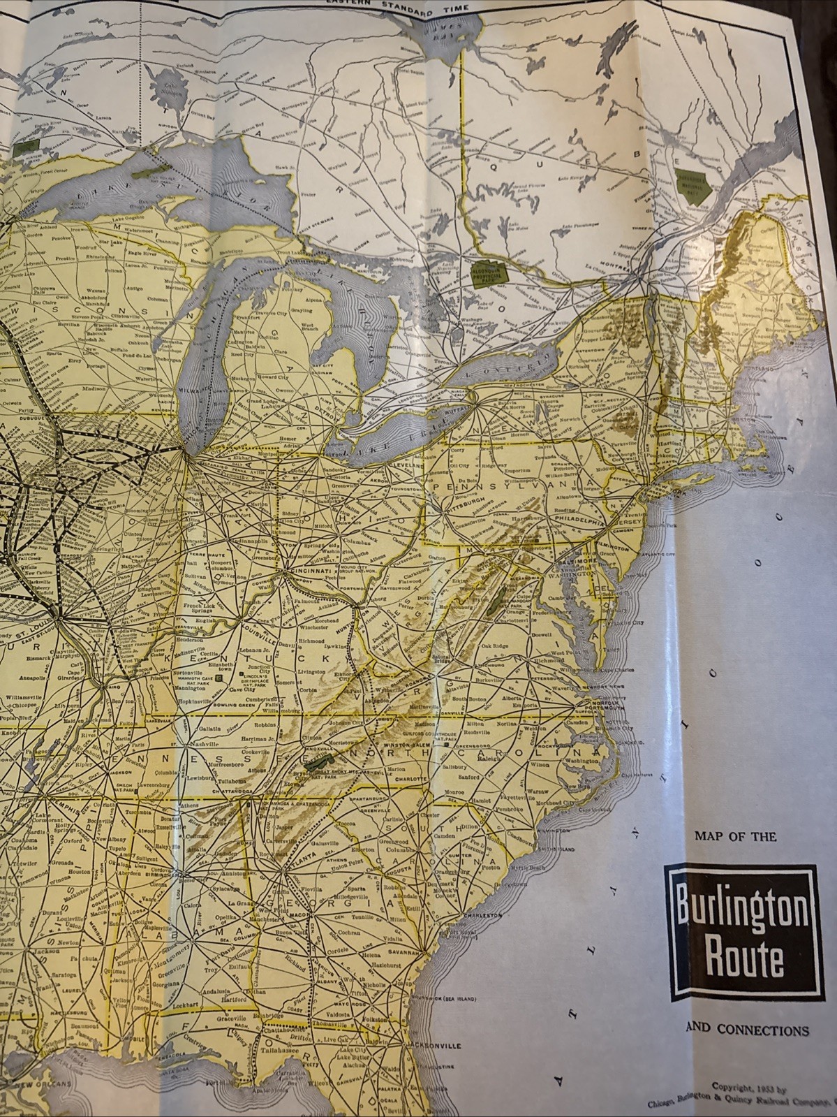 Burlington Route United States VTG Map & Vacation Guide Way of the Zephyrs 1950s