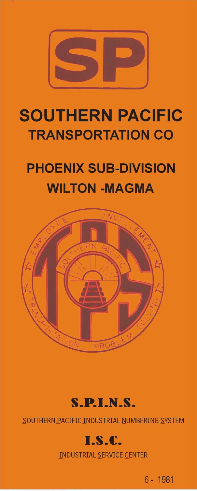 Southern Pacific RR 1981 Phoenix Sub Wilton to Magma SPINS PDF Pages on DVD