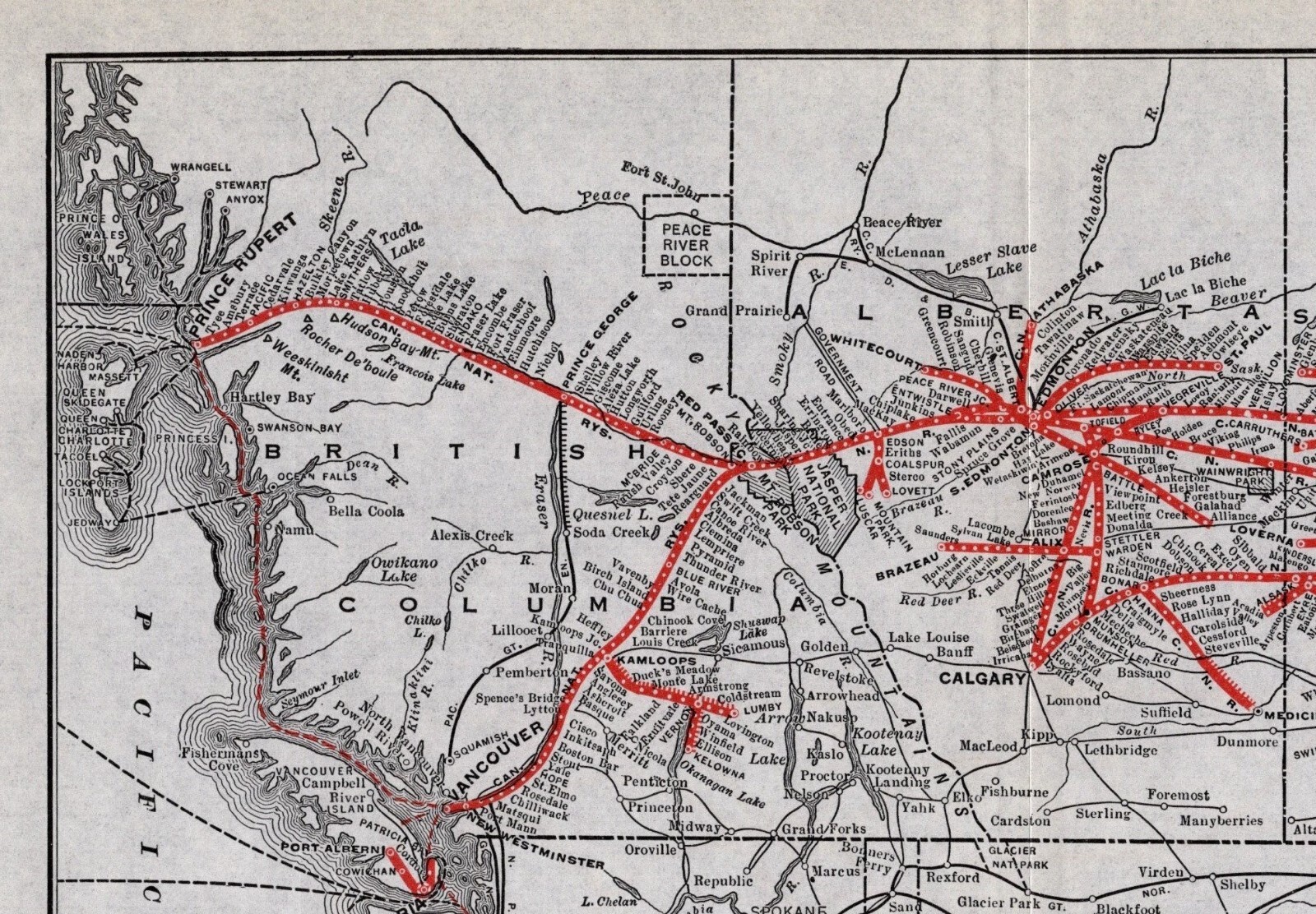 1924 Antique Canadian National Railway Map Canada Railroad Map 1443