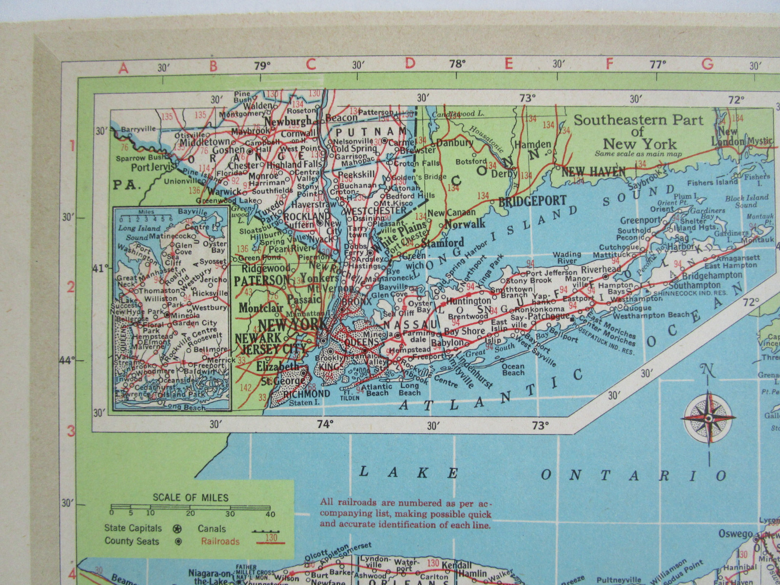 NC NY 1952 NORTH CAROLINA RAILROAD MAP BEAUFORT & MOREHEAD RR. or NEW YORK 1950s