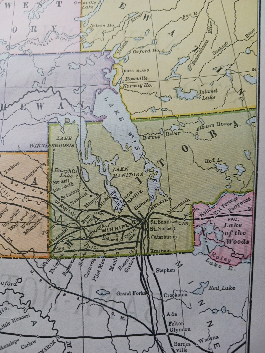1897 Train Route Map Western Canada Assiniboia ☆ all Railroad Lines Marked 9×11