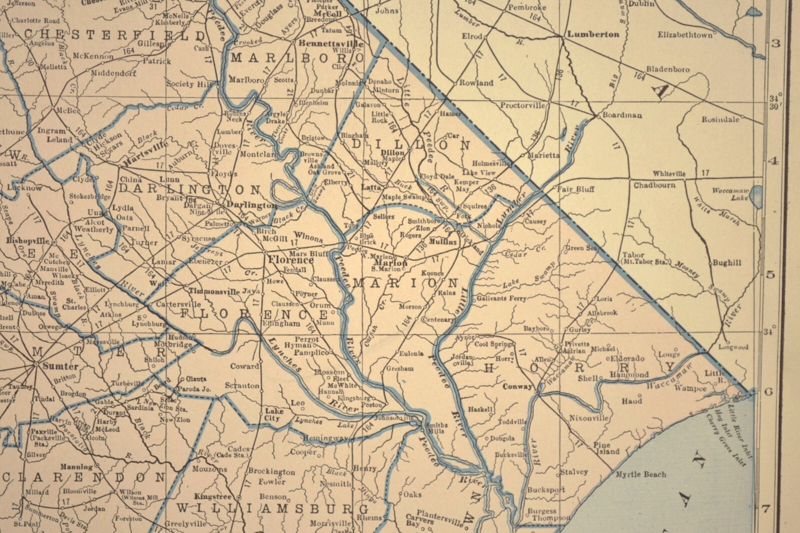 Vintage SOUTH CAROLINA Map Railroad LARGE Original Seaboard Air Line SAL RR