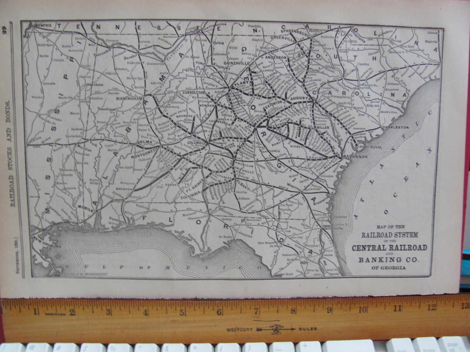1890 SEPT CENTRAL NEW ENGLAND & WESTERN RAILROAD ORIGINAL SYSTEM MAP + COG RR MA