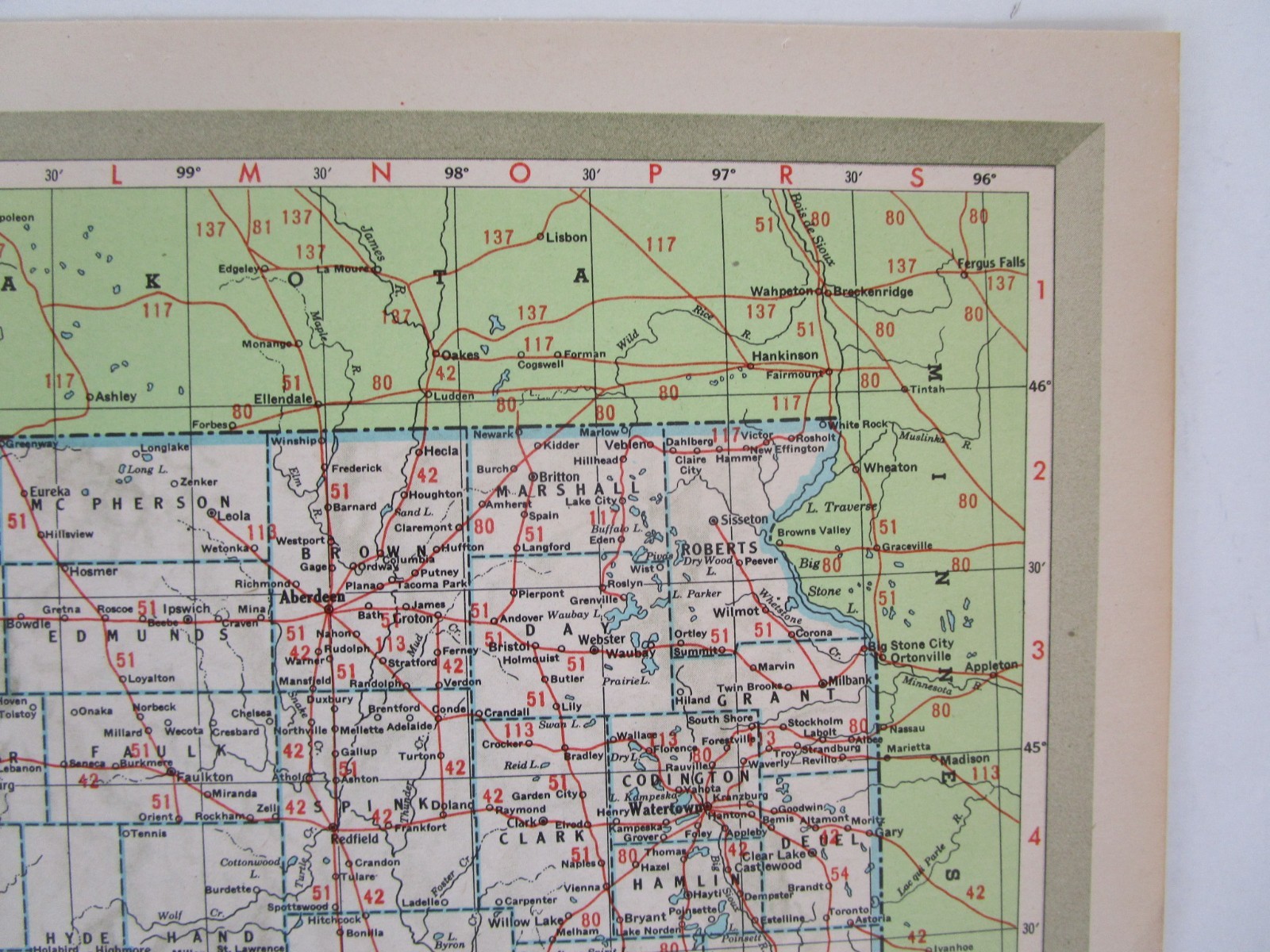 SD TN Vtg 1950 SOUTH DAKOTA RAILROAD Map. CB&Q, C&NW, SOO, GN, IC or TENNESSEE