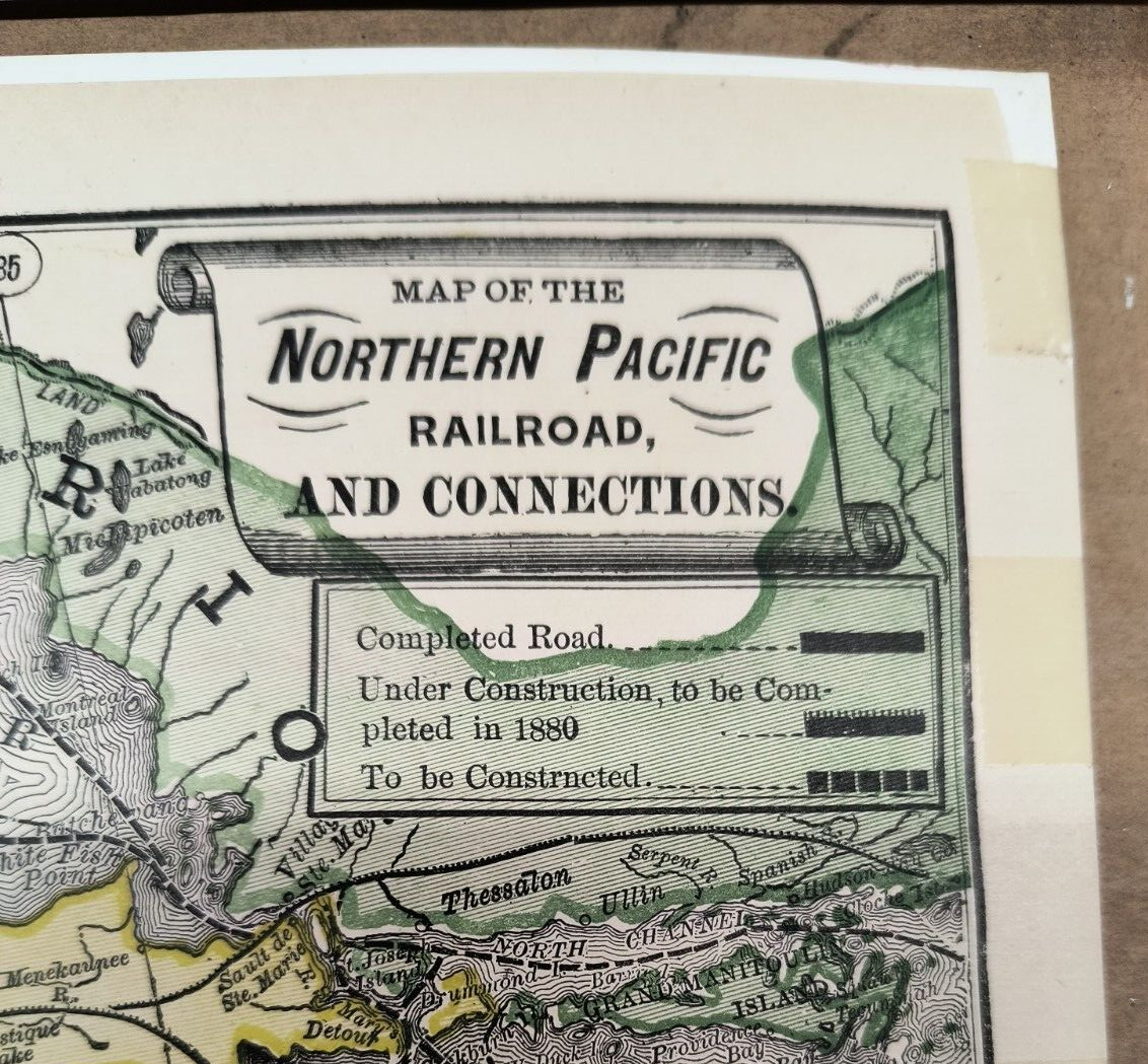1879-1880 Northern Pacific Railroad & Connections Map