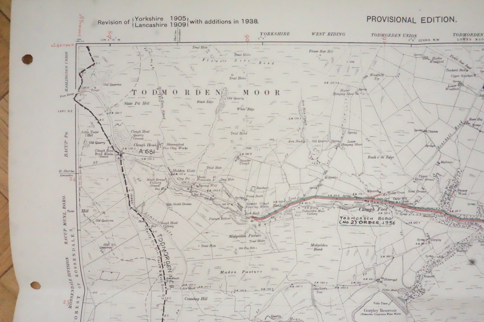 1938 Errington Eastwood Blackshaw Yorkshire LMS Railway OS Linen Map Ref 53 *