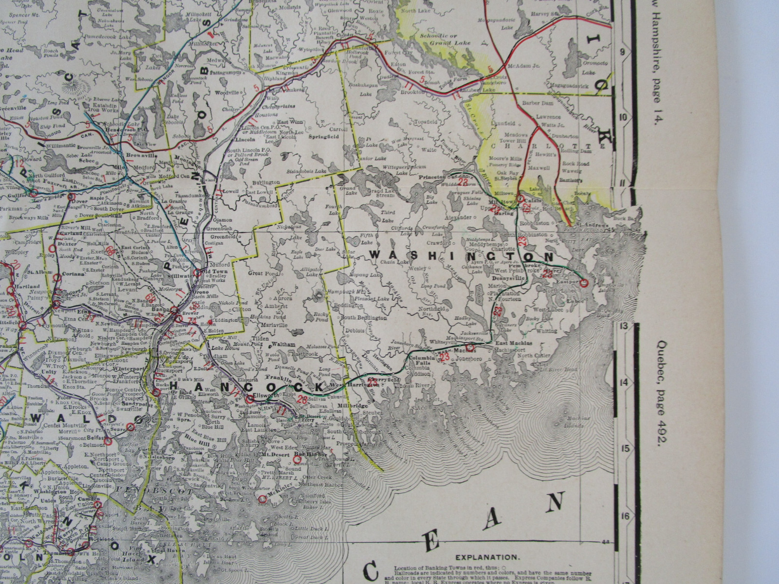 ME 1903 MAINE STEAM / INTERURBAN RAILROAD MAP. AS IS. HEAVY FOLDS BUT COMPLETE