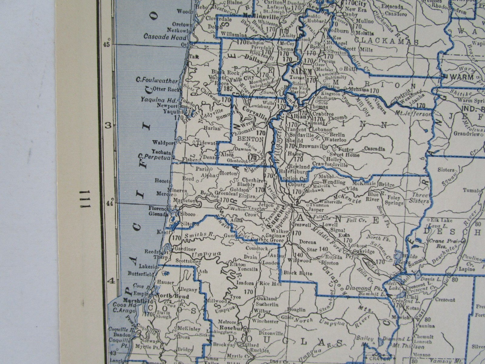 OR 1931 OREGON RAILROAD Map. VALLEY & SILETZ RR, CARLTON & COAST RR, UP, SP