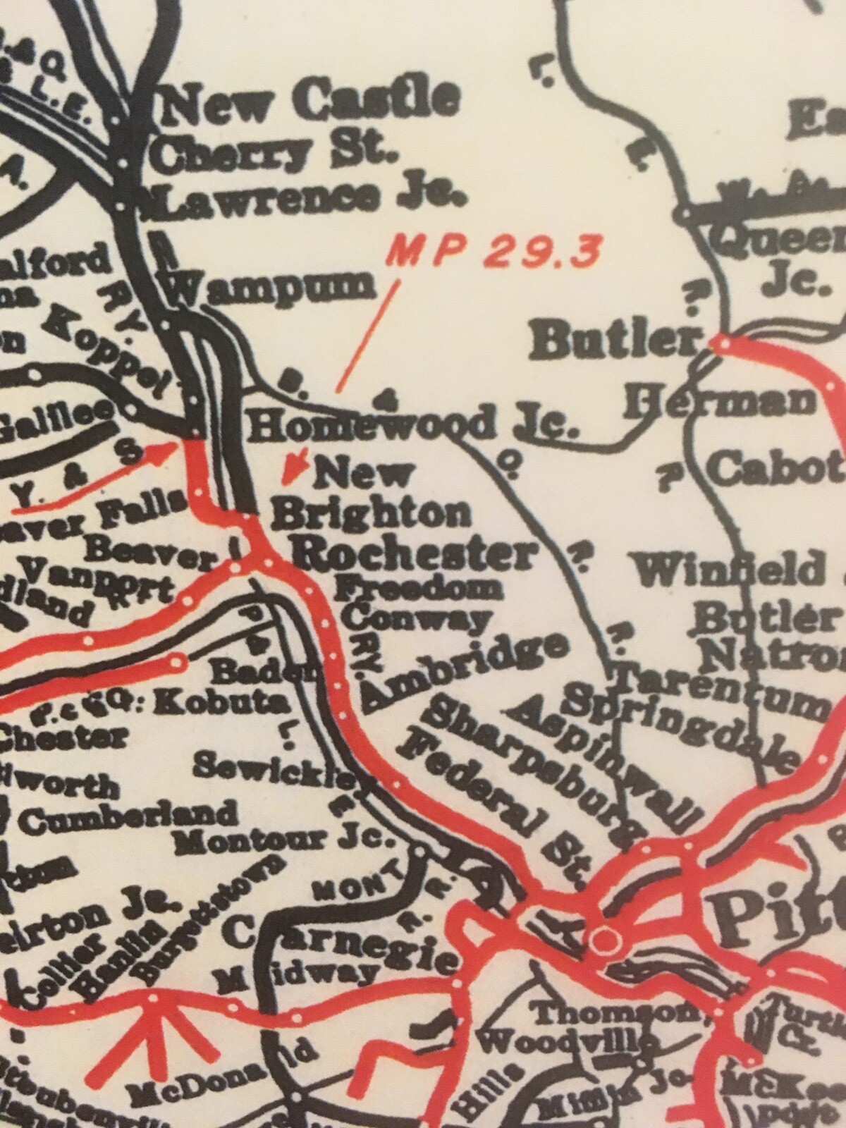 Early PRR Pennsylvania Railroad Pittsburgh Division Central Region Rare Map NEW