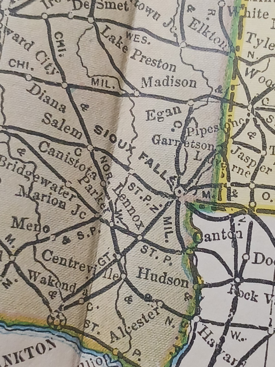 ~1898 Railroad Map Minnesota Dakota ND SD All Train Routes Lines Depots 9×11″