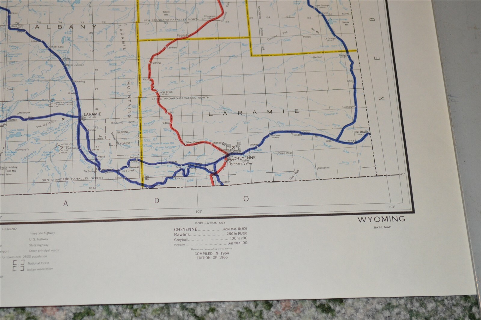 Large 1973 Burlington Northern Railroad Wyoming Map Poster NO FOLDS