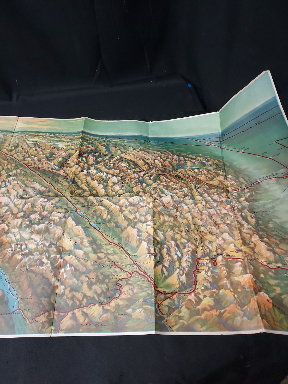 1923 Canadian Rockies Pacific Railway & Steamship Connection Map CPRY 46×17
