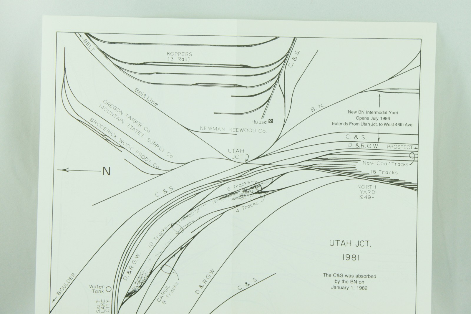 Vintage Utah JCT Timeline 1870-1949 1981 Railroad Map