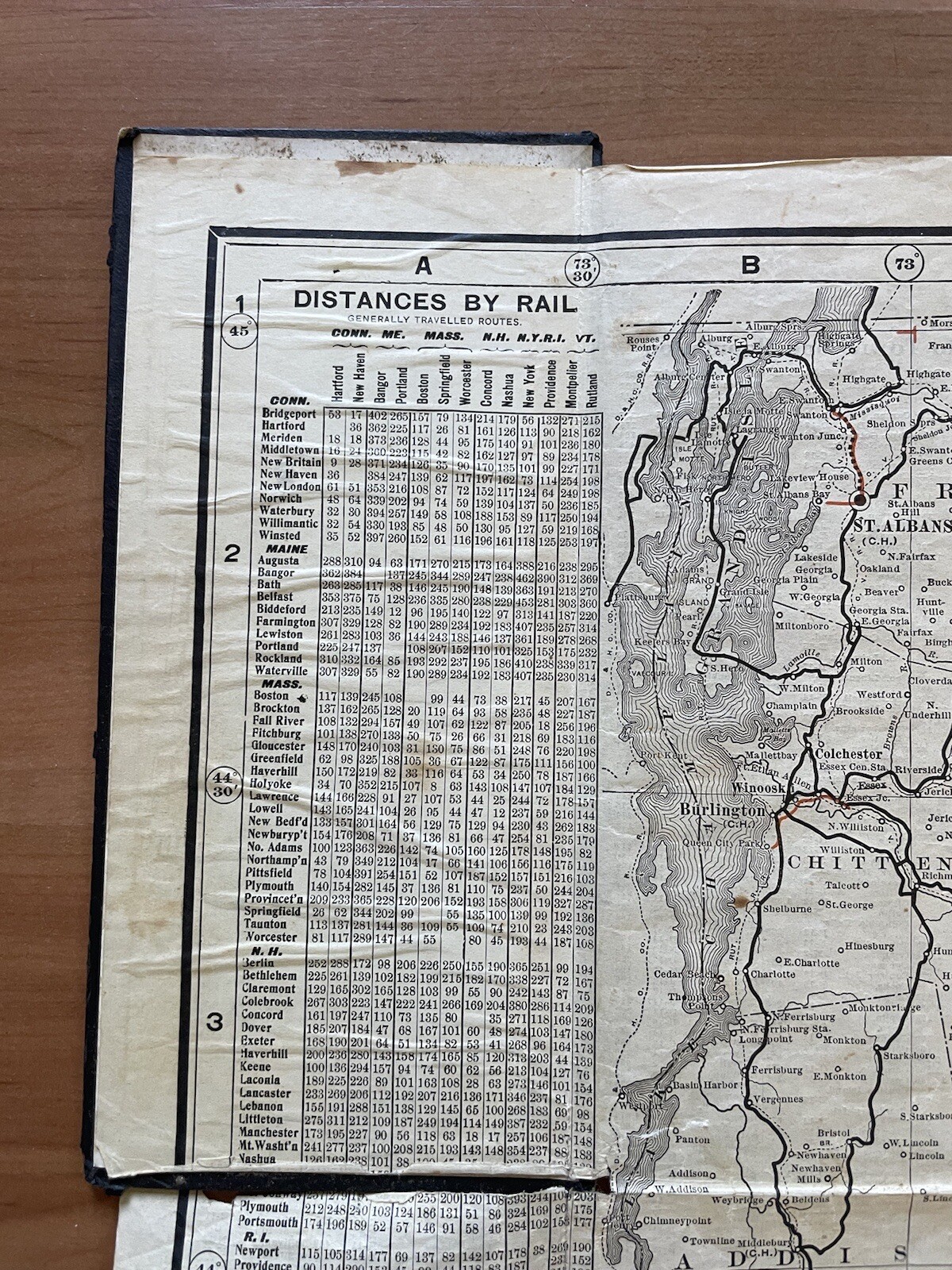 Antique 1907 New England Commercial & Route Survey Rail Road Electric Roads Map