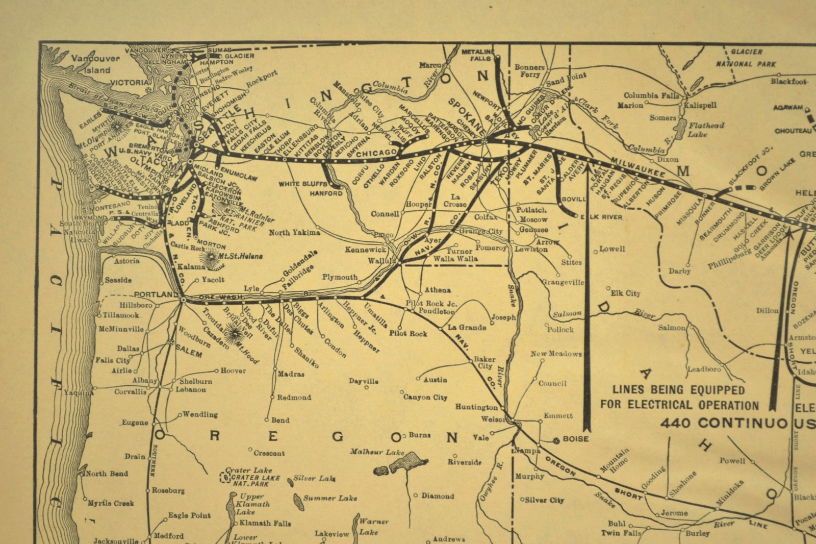 ca1921 CHICAGO MILWAUKEE ST PAUL Railroad Map LARGE Original Antique Vintage