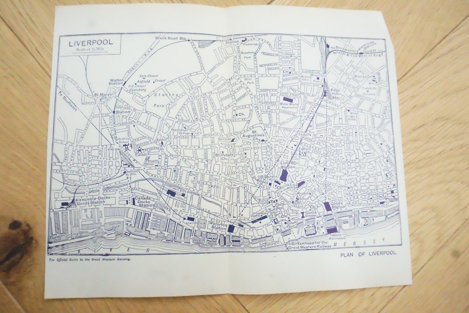 1913 GWR Liverpool Original Railway Map