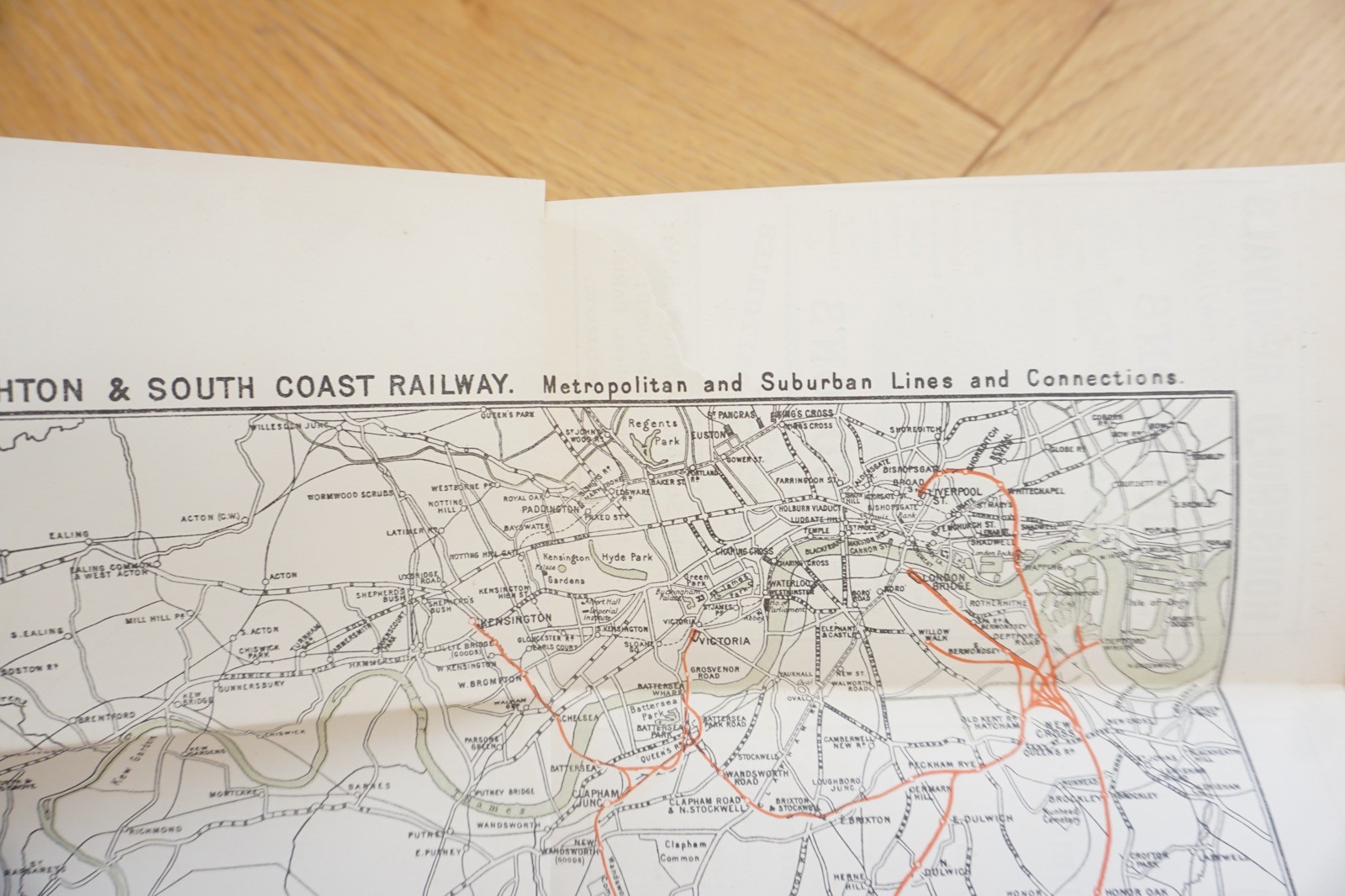 1907 London Brighton South Coast LBSCR Railway Map Metropolitan Lines Hastings