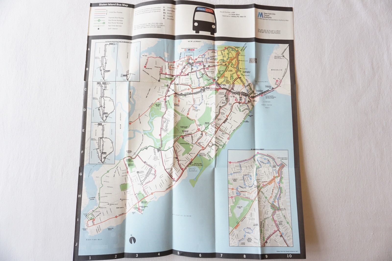 1977 Staten Island New York Bus Guide Bus Map