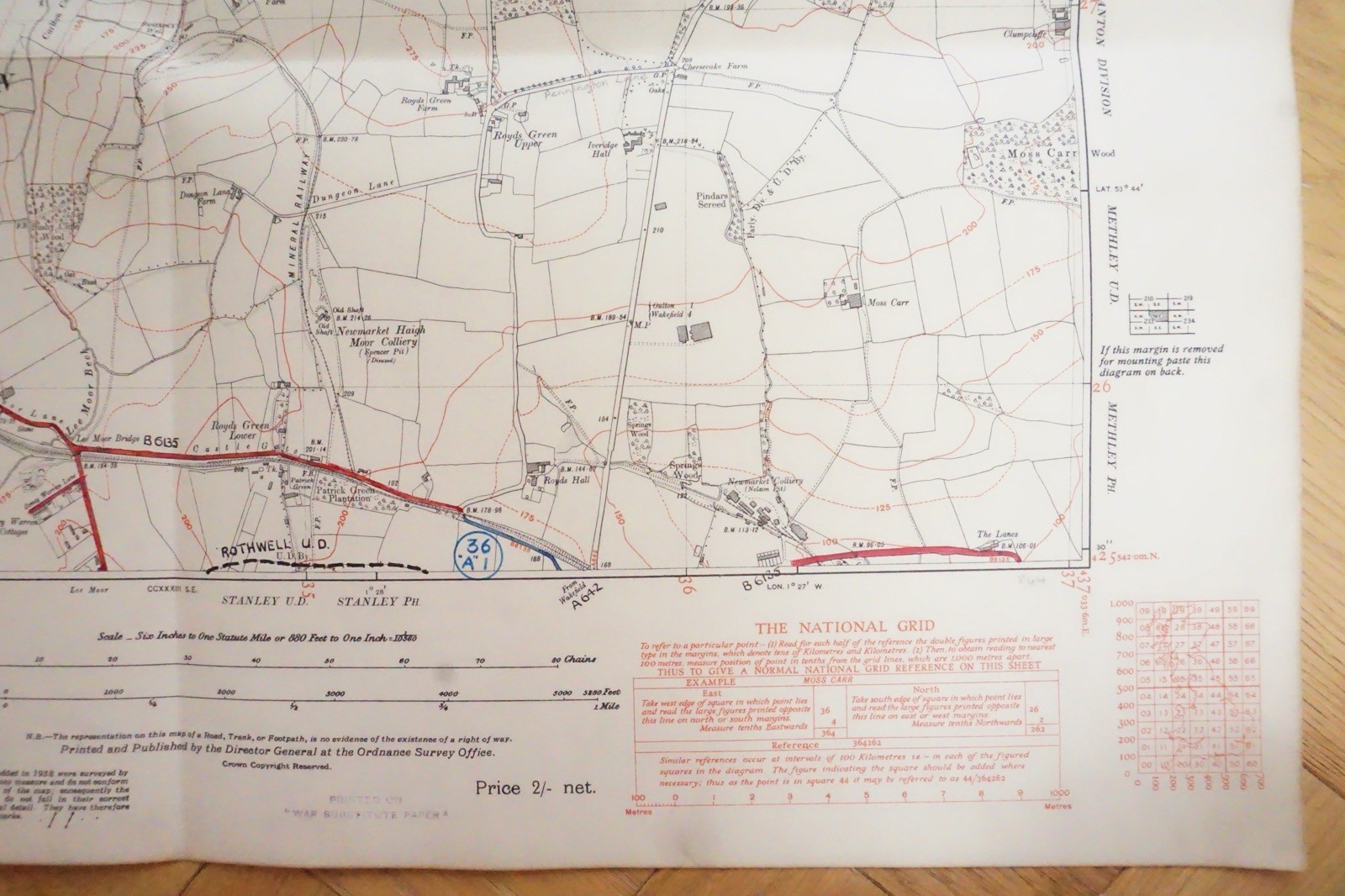 1938 Rothwell Oulton Lofthouse Yorkshire LNER Railway OS Linen Map Ref 81 **