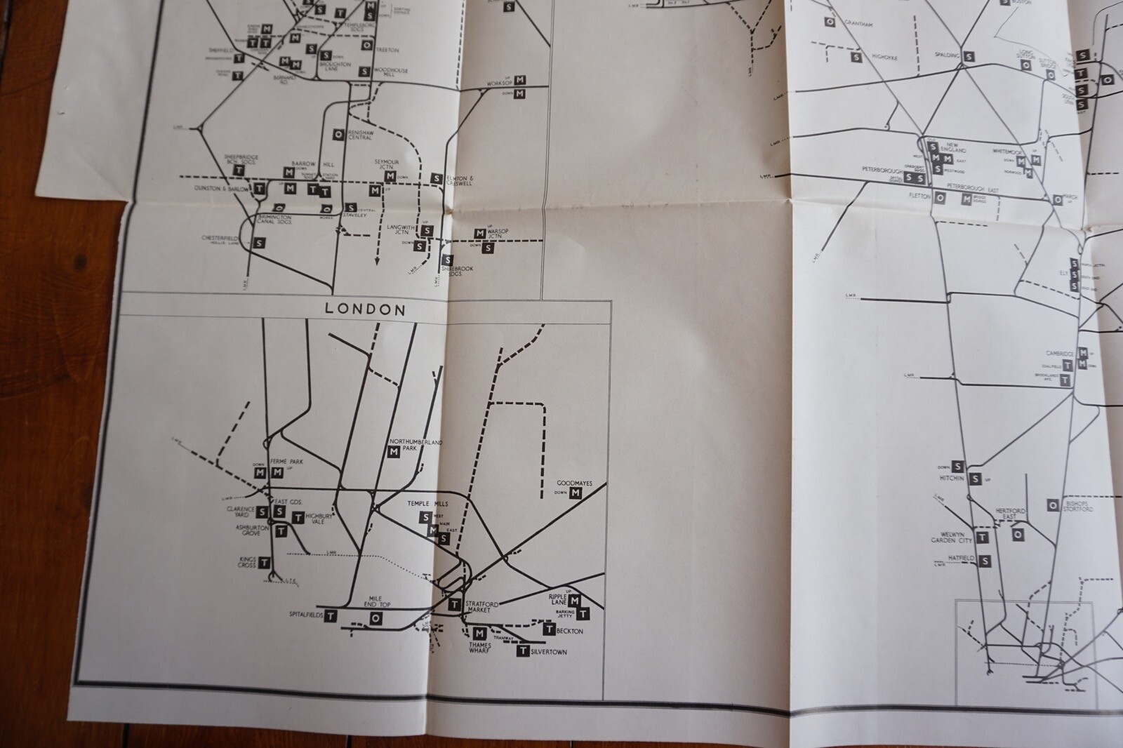 1958 Marshalling Yards Open at 1958 Eastern Region Railway Map