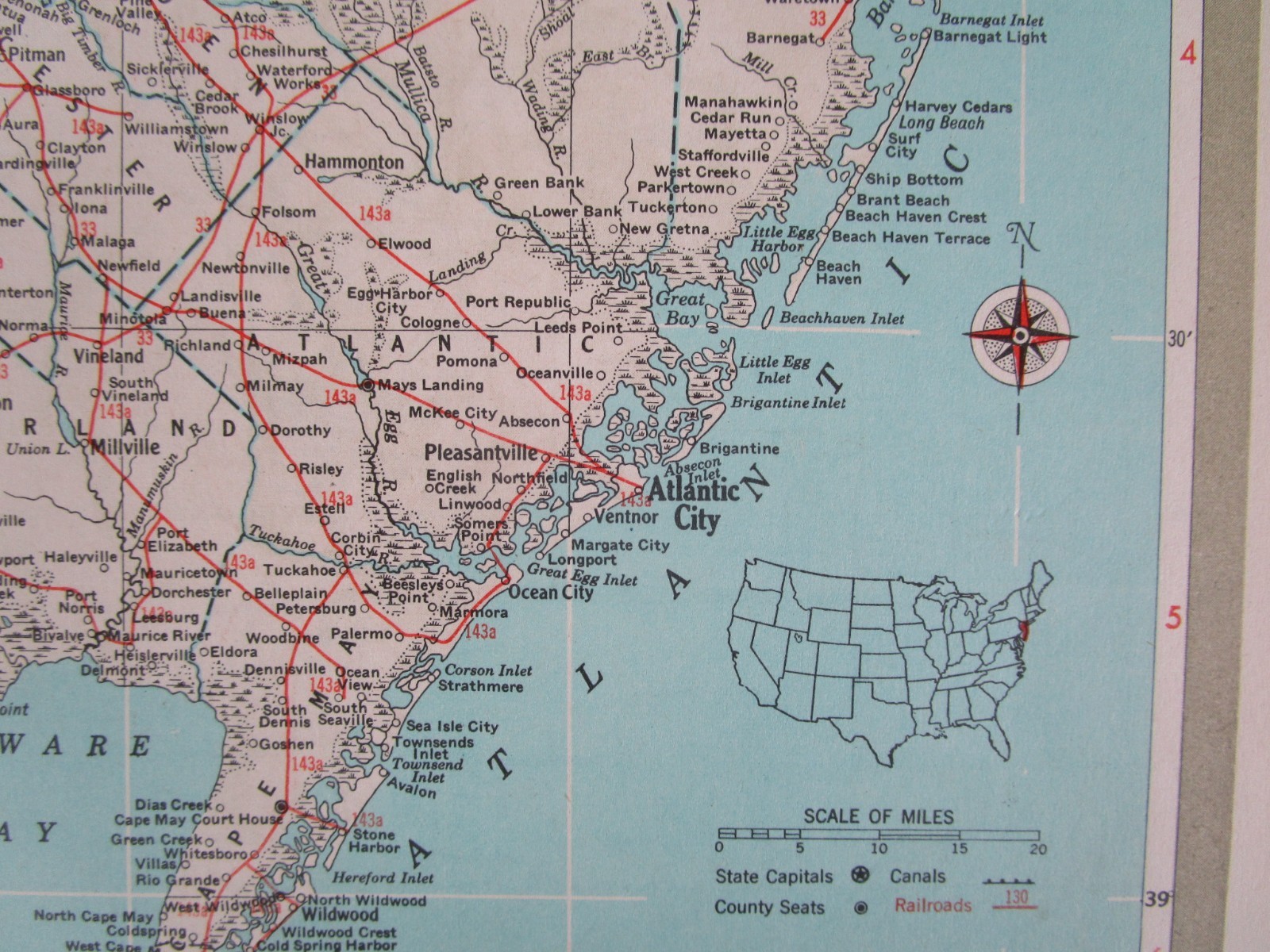 NJ NM 1951 NEW JERSEY RAILROAD Map. MORRISTOWN & ERIE RR ~or~ NEW MEXICO