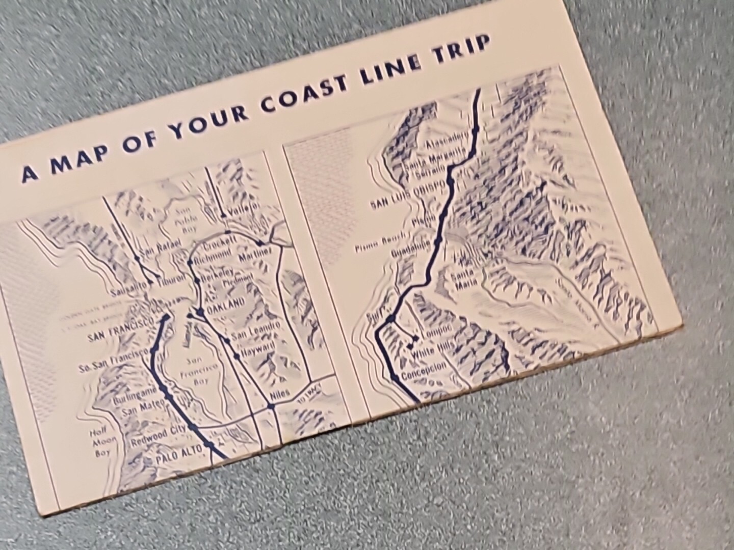 Southern Pacific Railroad Daylight Trip Map