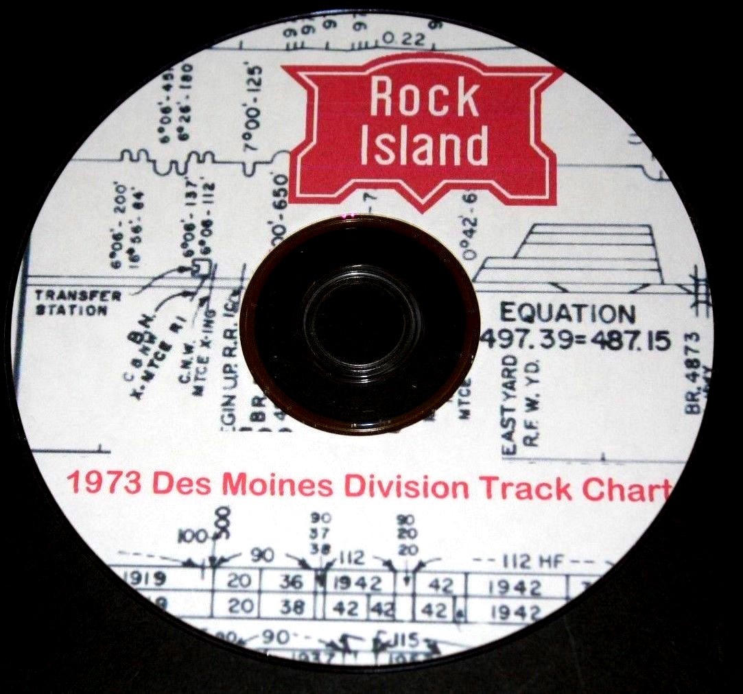 Rock Island 1973 Des Moines Division Track Chart Pages on DVD