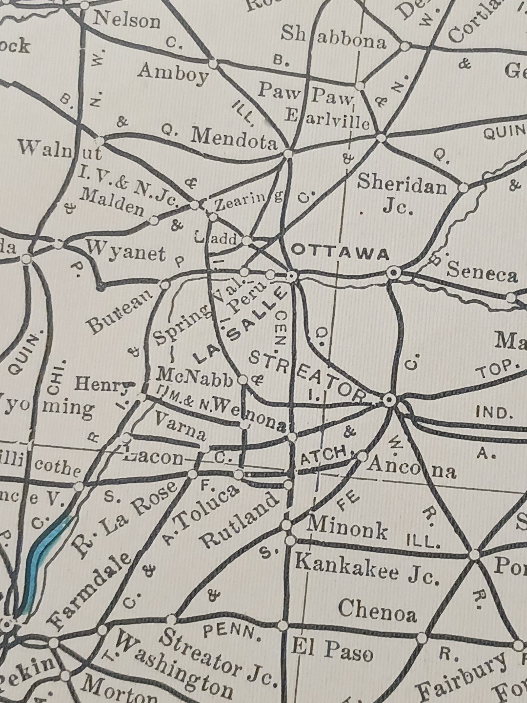 1905 Train Route Map ILLINOIS all Railroad Lines In State Are Marked 11″x9″