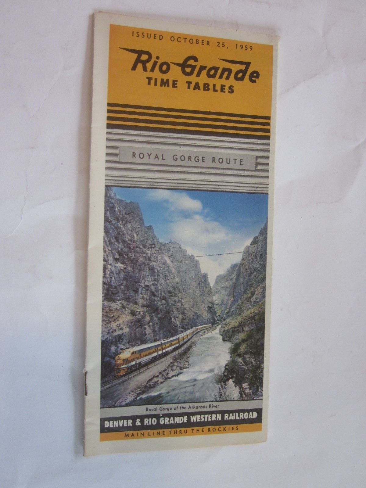 1958 Rio Grande Railroad Time Tables Royal Gorge Moffat Tunnel Route brochure