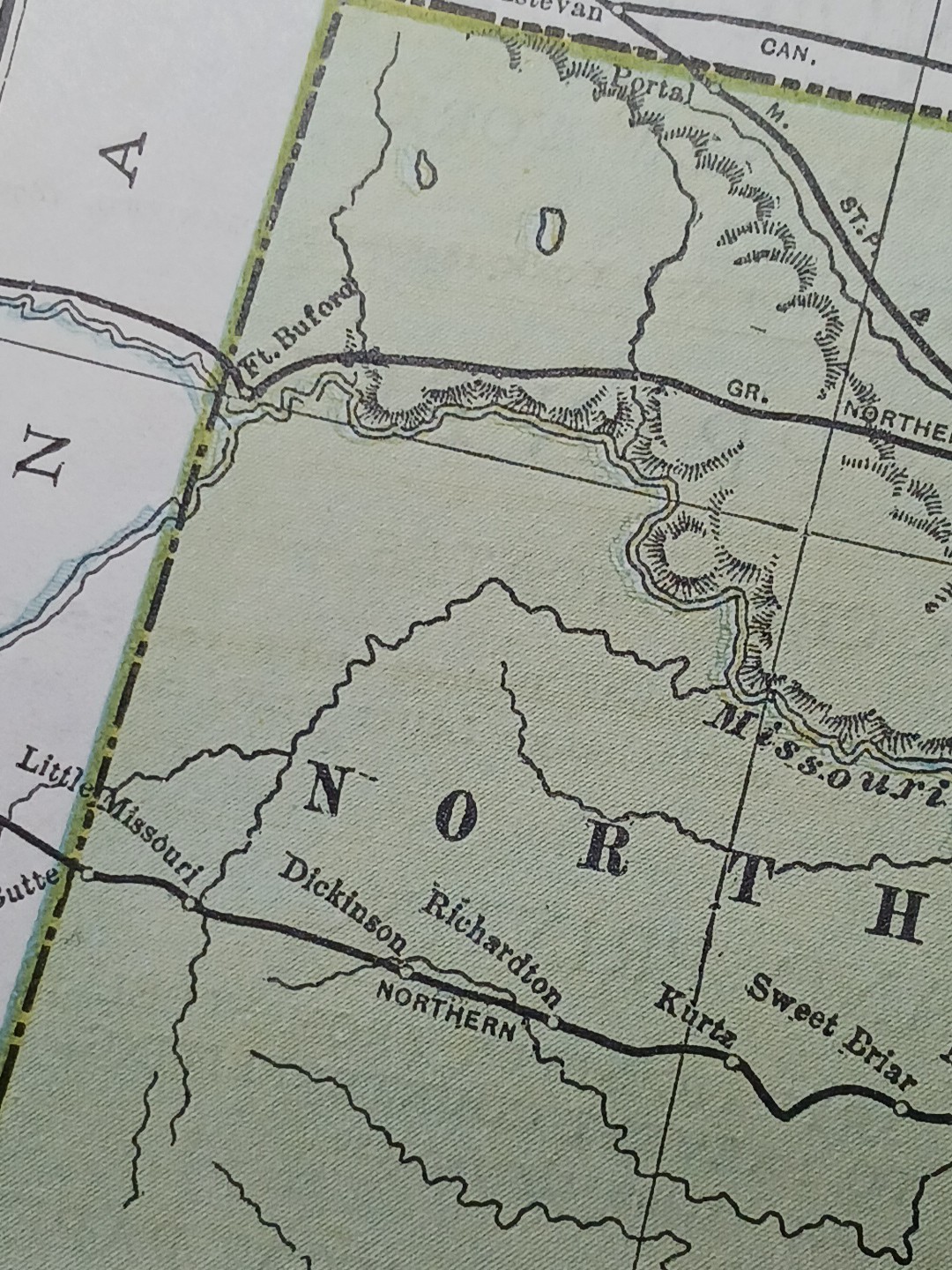 ~1896 Railroad Map Minnesota North South Dakota all Train Routes Stations 9×11″