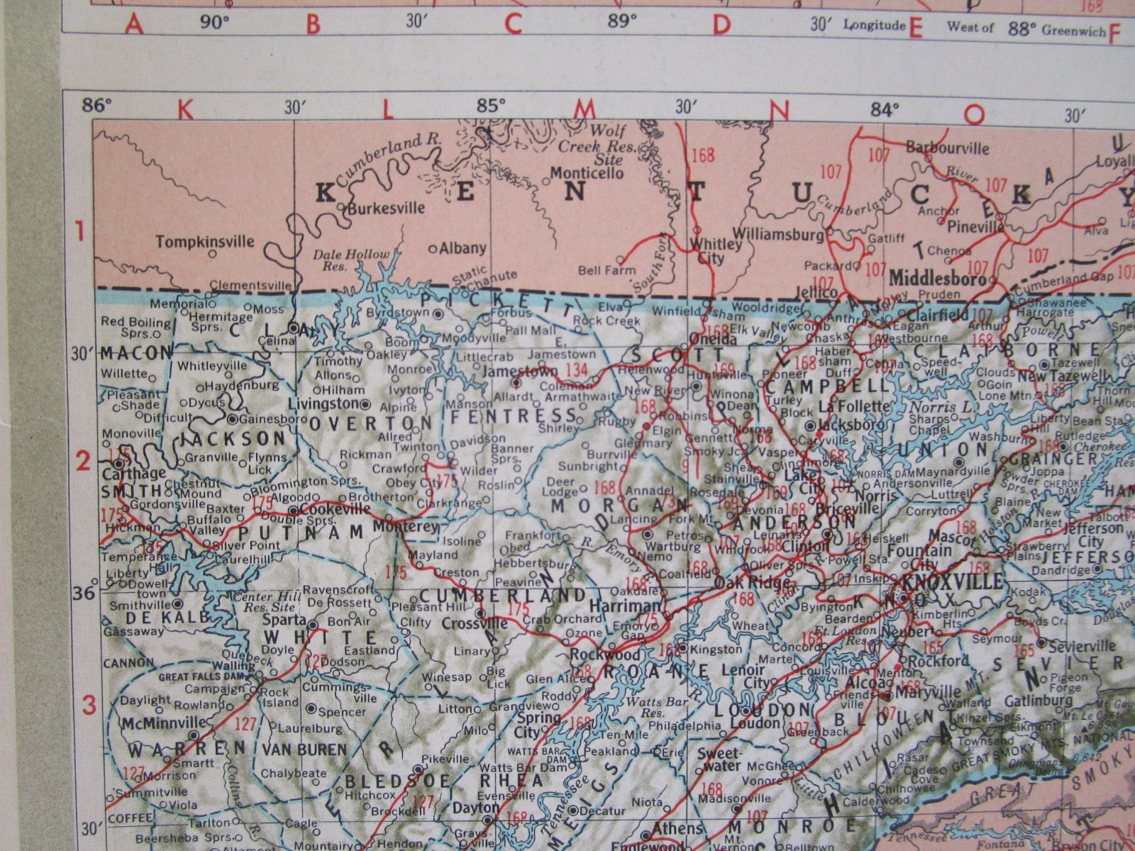 SD TN Vtg 1950 SOUTH DAKOTA RAILROAD Map. CB&Q, C&NW, SOO, GN, IC or TENNESSEE