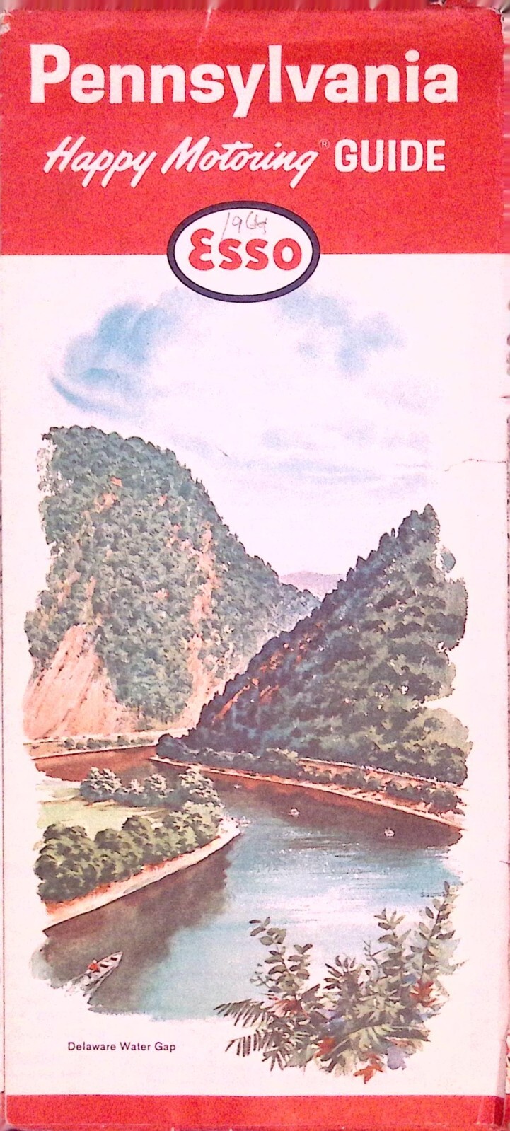 1964 Esso Pennsylvania Happy Motoring Road Map Guide Delaware Water Gap