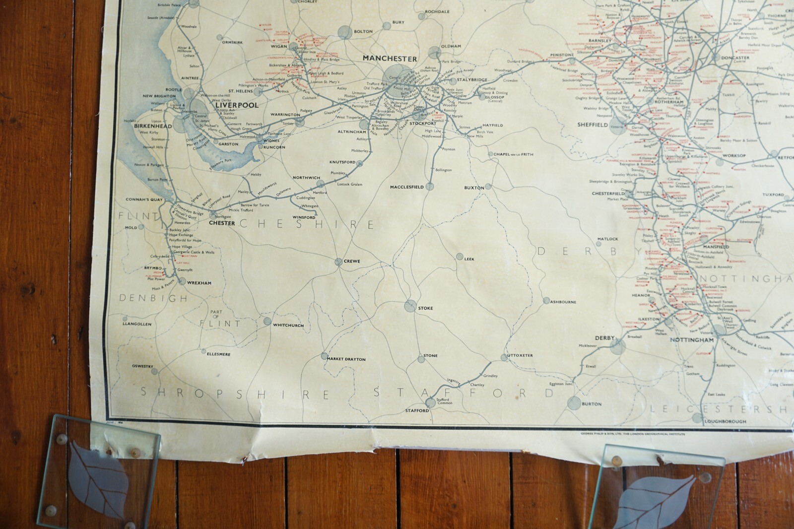 1936 LNER Collieries Railway Map Linen Backed for Display in Train Station