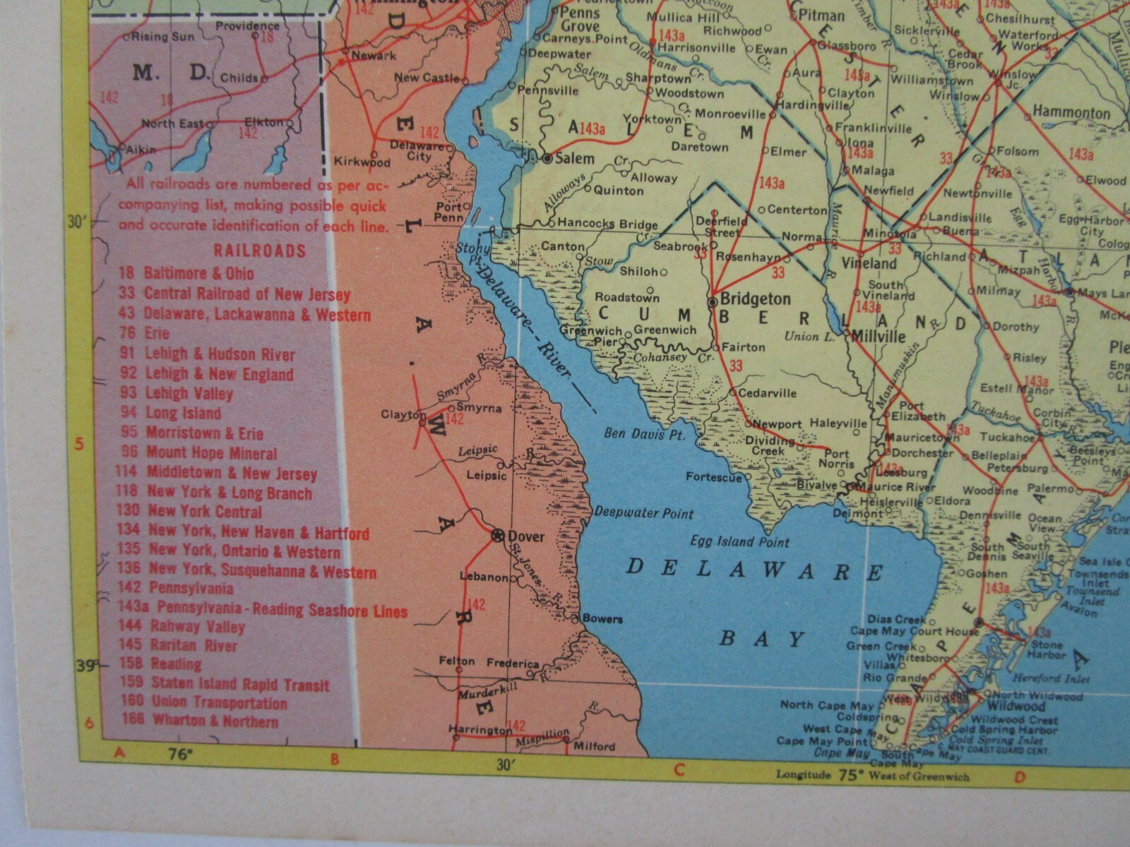 NJ NM Vtg 1952 NEW JERSEY RAILROAD Map. MORRISTOWN & ERIE RR ~or~ NEW MEXICO