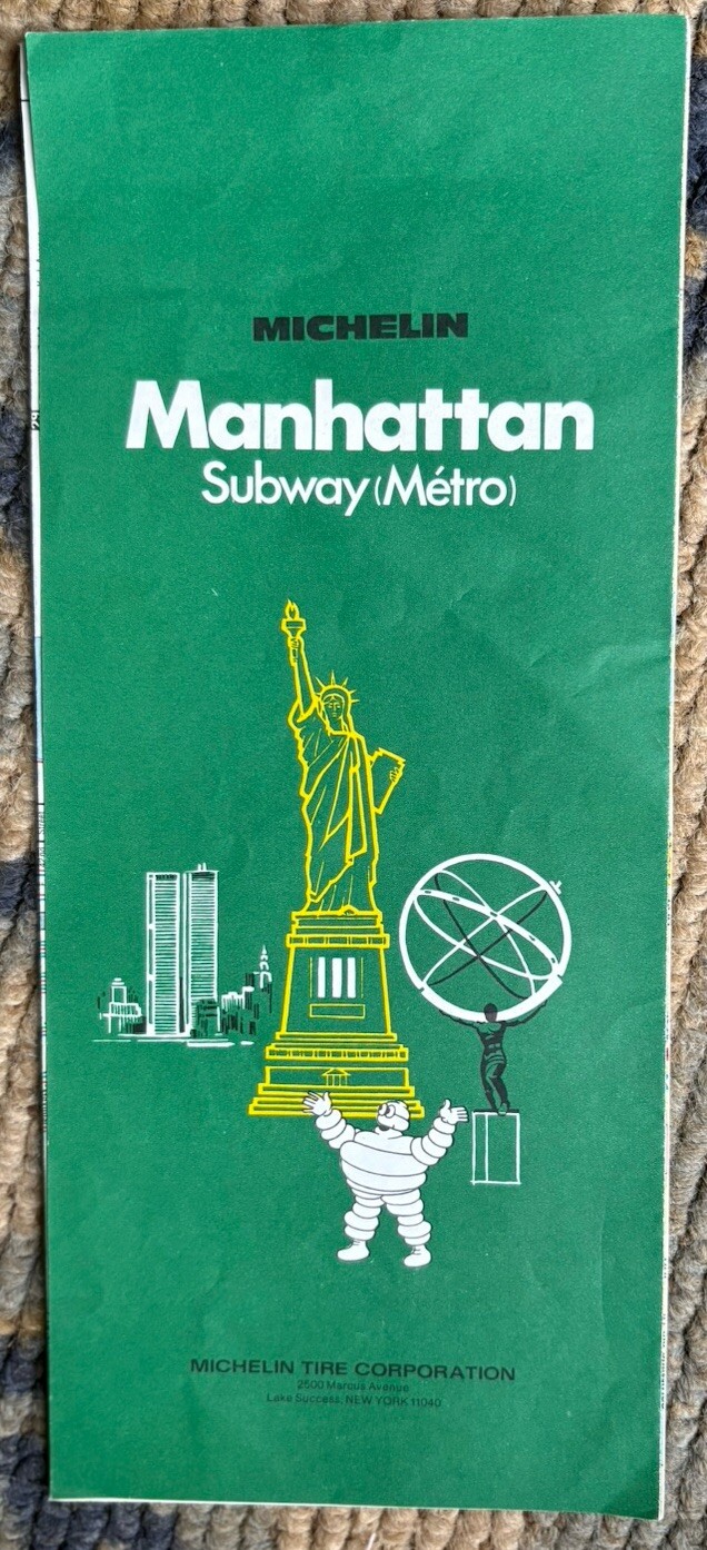 Manhattan New York City Subway And Route Bus Map by Michelin 1985