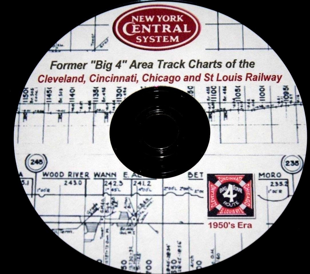 New York Central RR 1950’s Era Former C,C,C & Stl Track Chart PDF Pages on DVD
