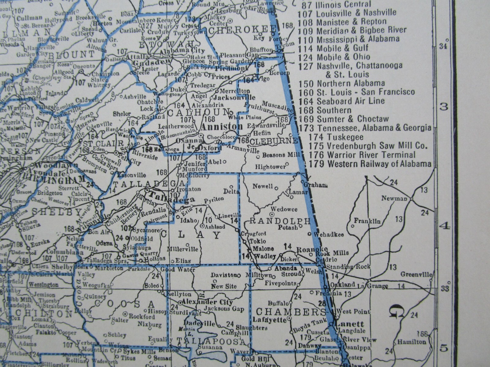 AZ AL GREAT DEPRESSION era 1931 ARIZONA RAILROAD Map NACOZARI RR or ALABAMA