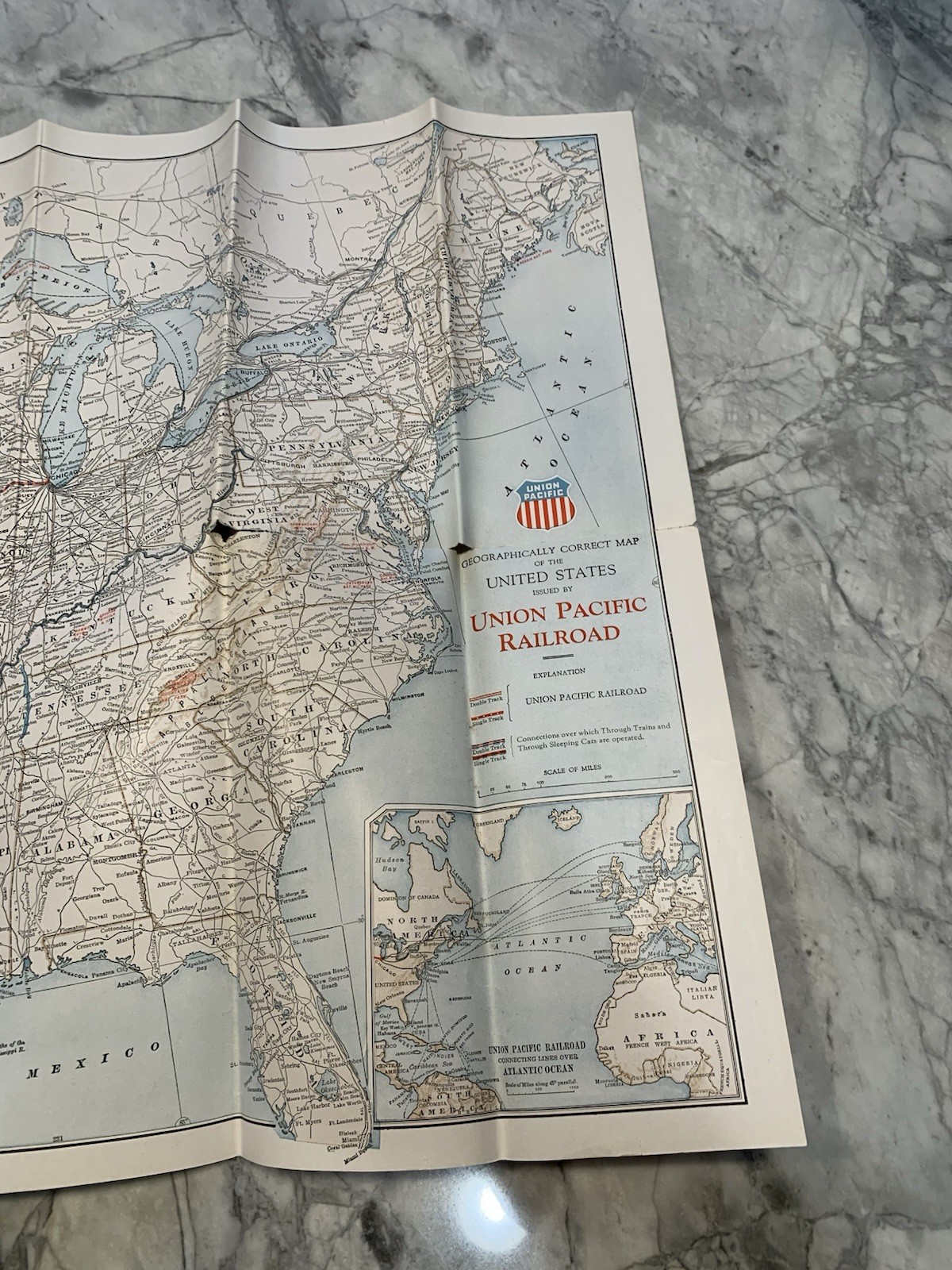 Vintage Map Of The United States Union Pacific Railroad Brochure Pamphlet