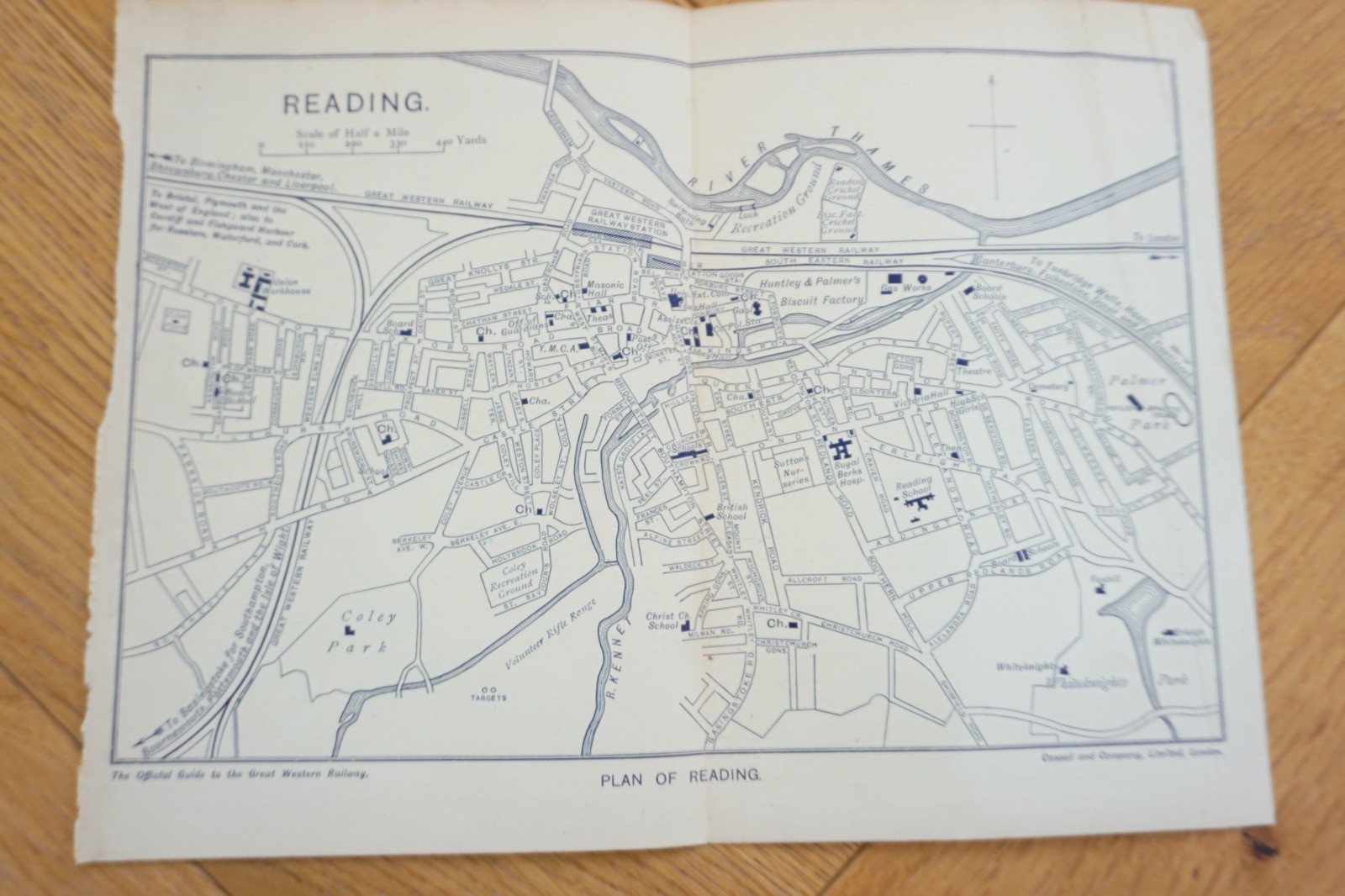 1909 GWR Reading Original Railway Map