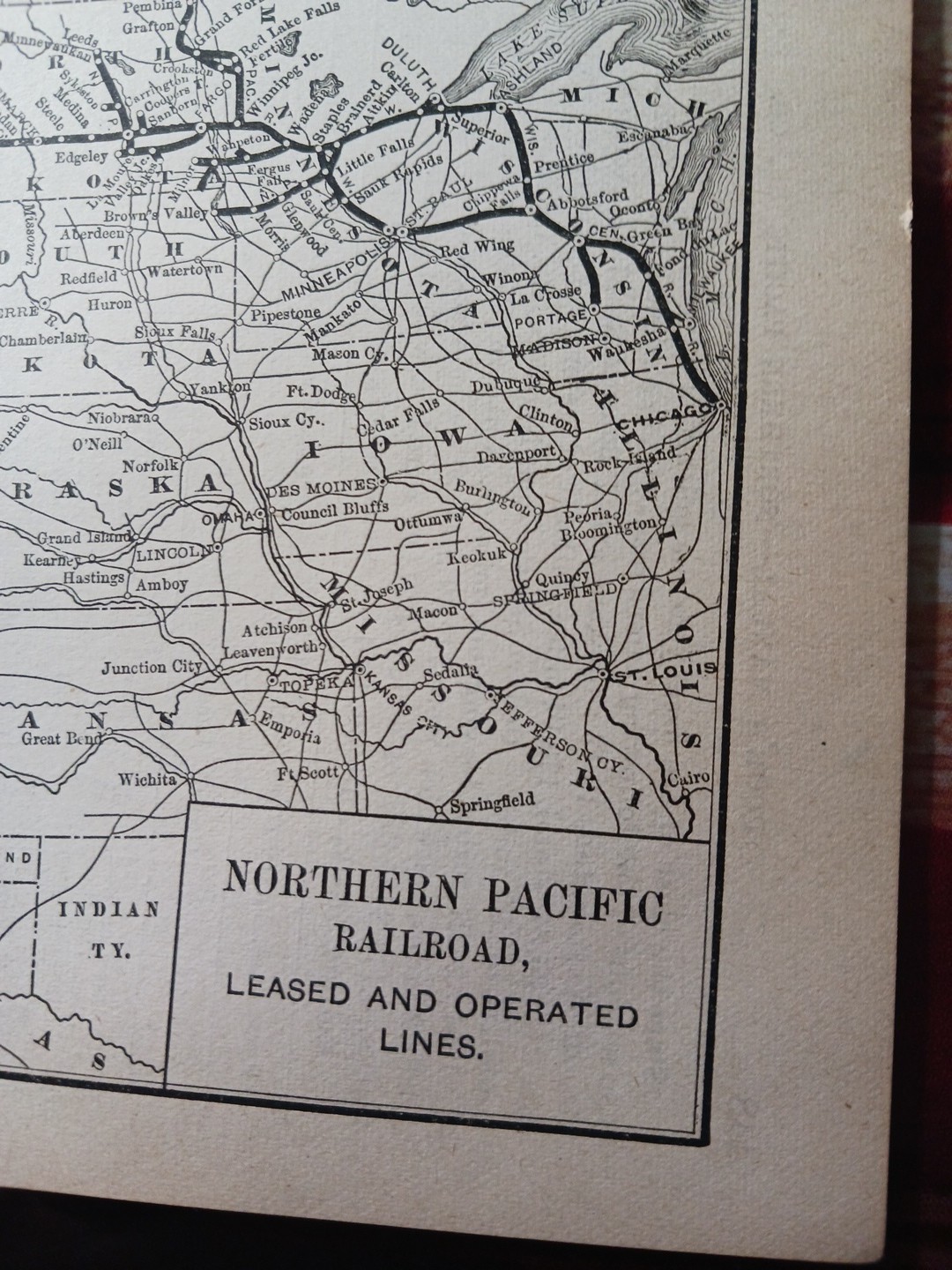 1892 Antique Railway Map NORTHERN PACIFIC RAILROAD all Train Lines Routes Depots