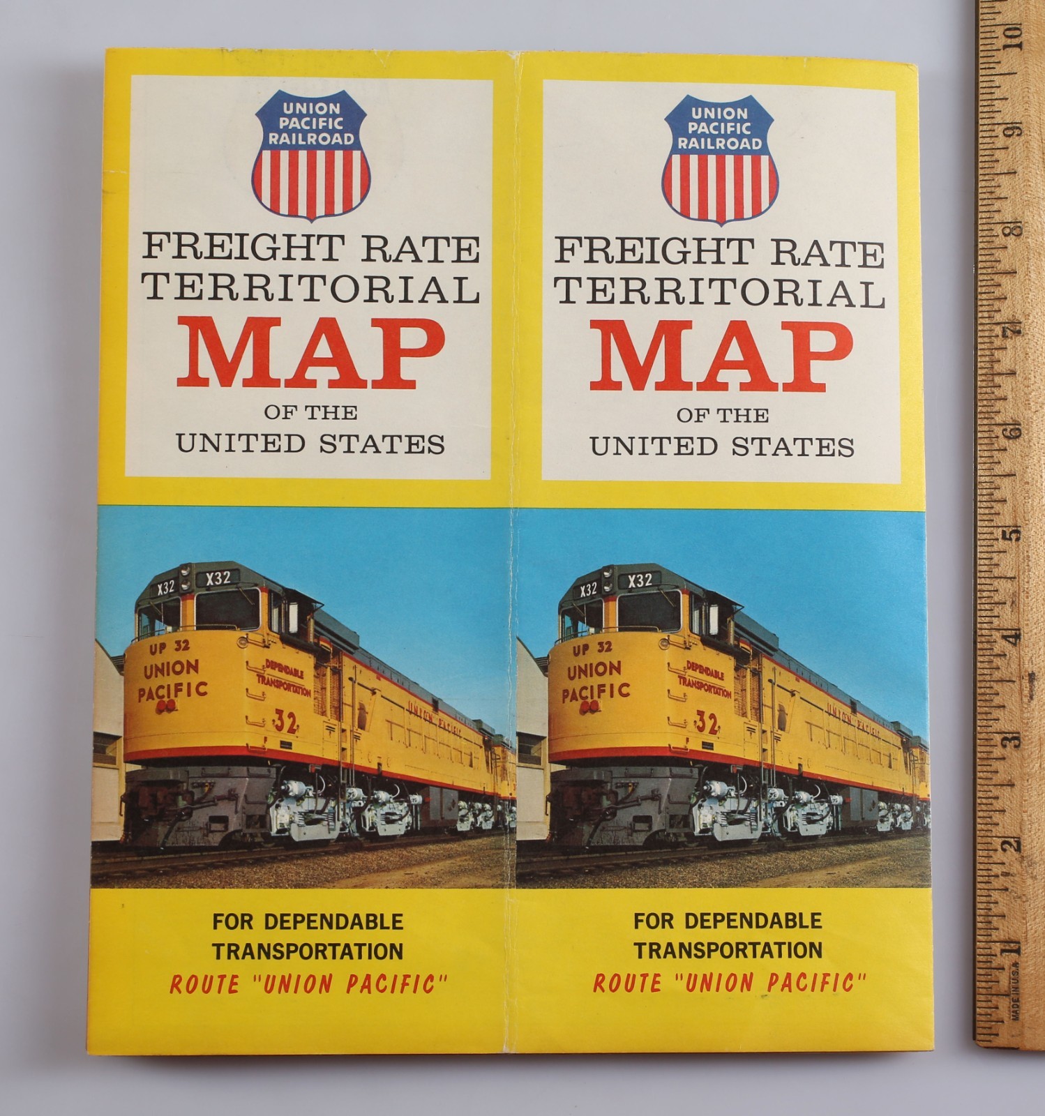 Vintage 1965 Union Pacific Railroad Freight Rate Territorial U.S. Map