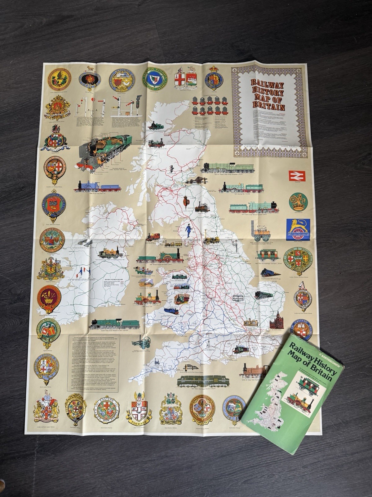 Bartholomew Railway History Map of Britain Vintage Railwayana