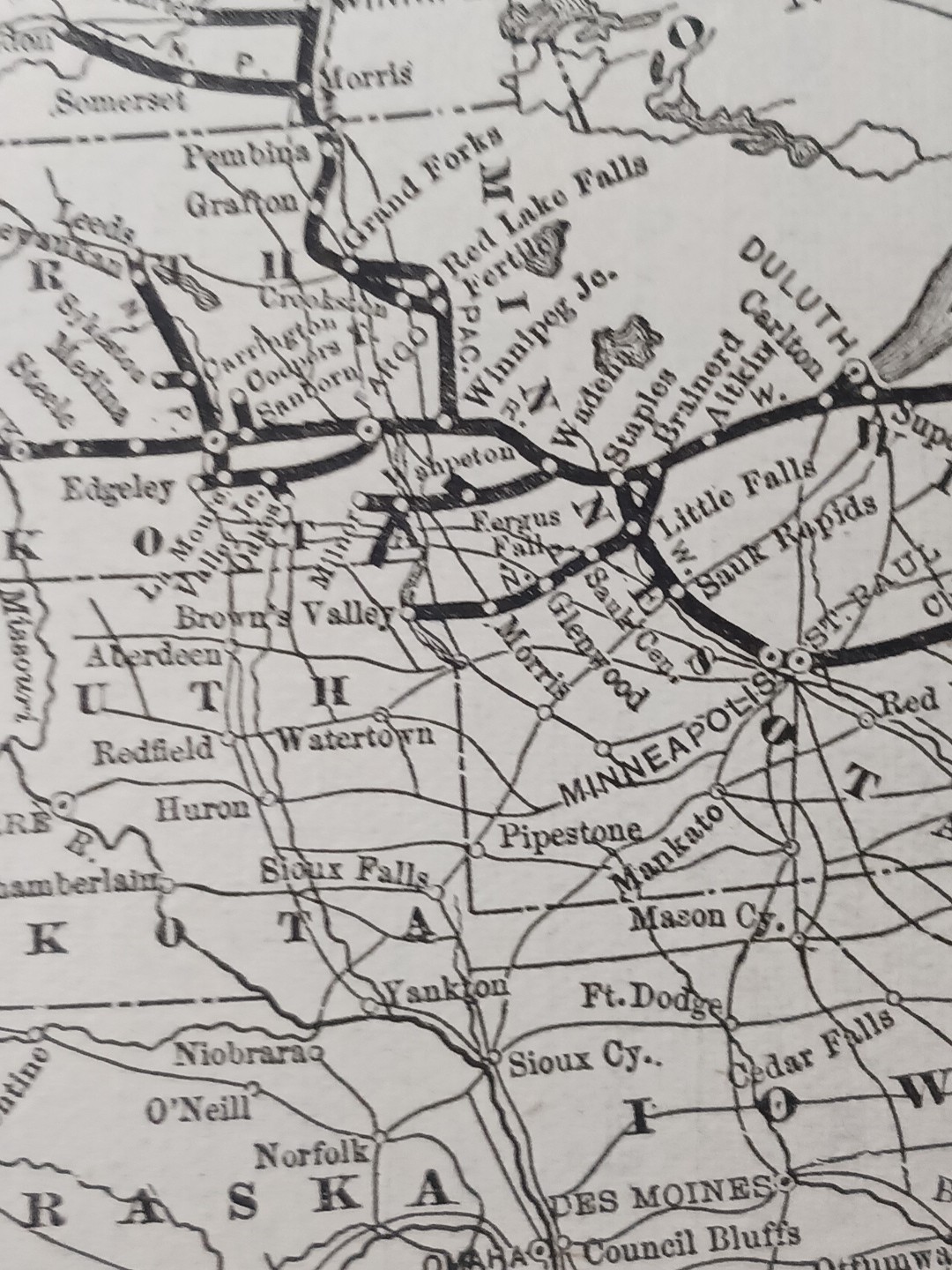 1892 Antique Railway Map NORTHERN PACIFIC RAILROAD all Train Lines Routes Depots