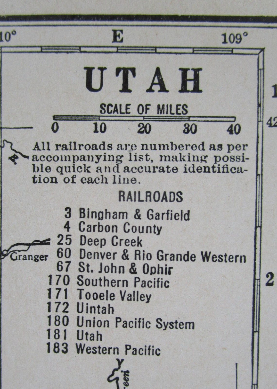 UT TX 1939 UTAH RAILROAD Map. DEEP CREEK RR or TEXAS. SAN BENITO & RIO GRANDE