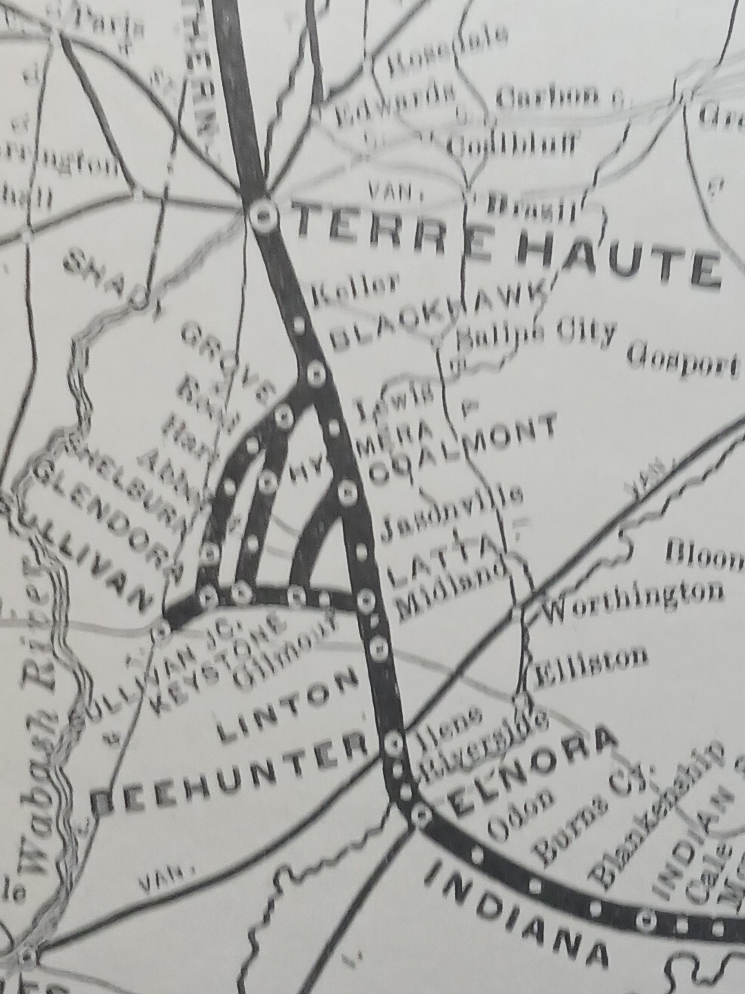 ~1906 Train Route Map SOUTHERN INDIANA RAILWAY Chicago Southern Railroad Antique