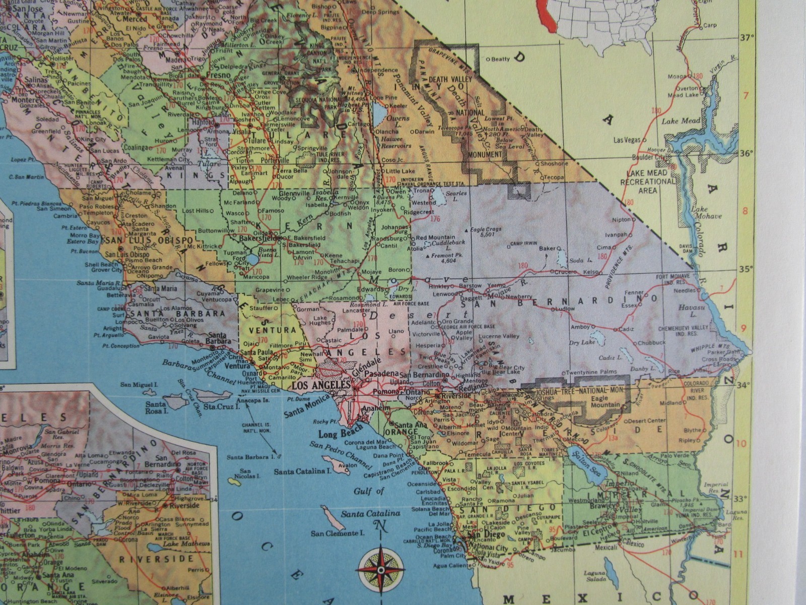 CA AR Vintage 1957 CALIFORNIA RAILROAD MAP. ARKANSAS 1950s ASHLEY DREW NRTH’N RR