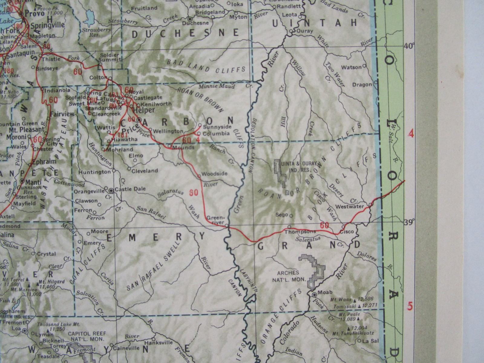 TX UT Vtg 1951 TEXAS RAILROAD Map. QUANAH ACME & PACIFIC RR ~or~ UTAH 1950s