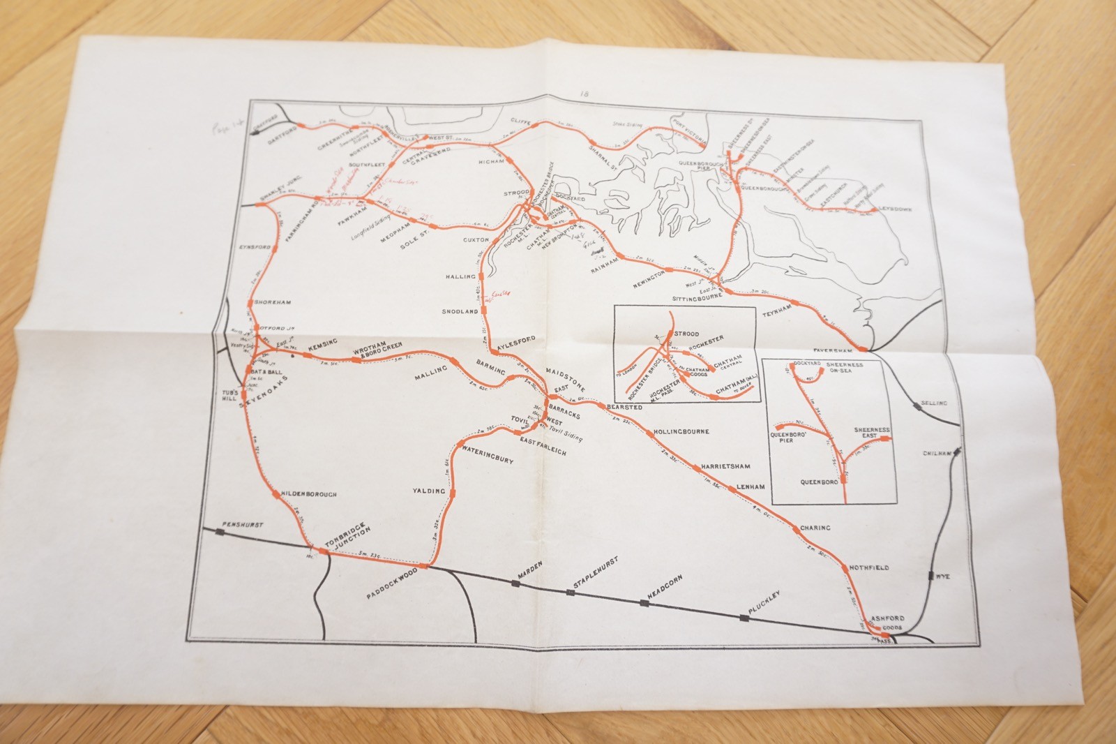1905 South Eastern & Chatham Railway Map New Bearsted Faverhsam Sevenoaks