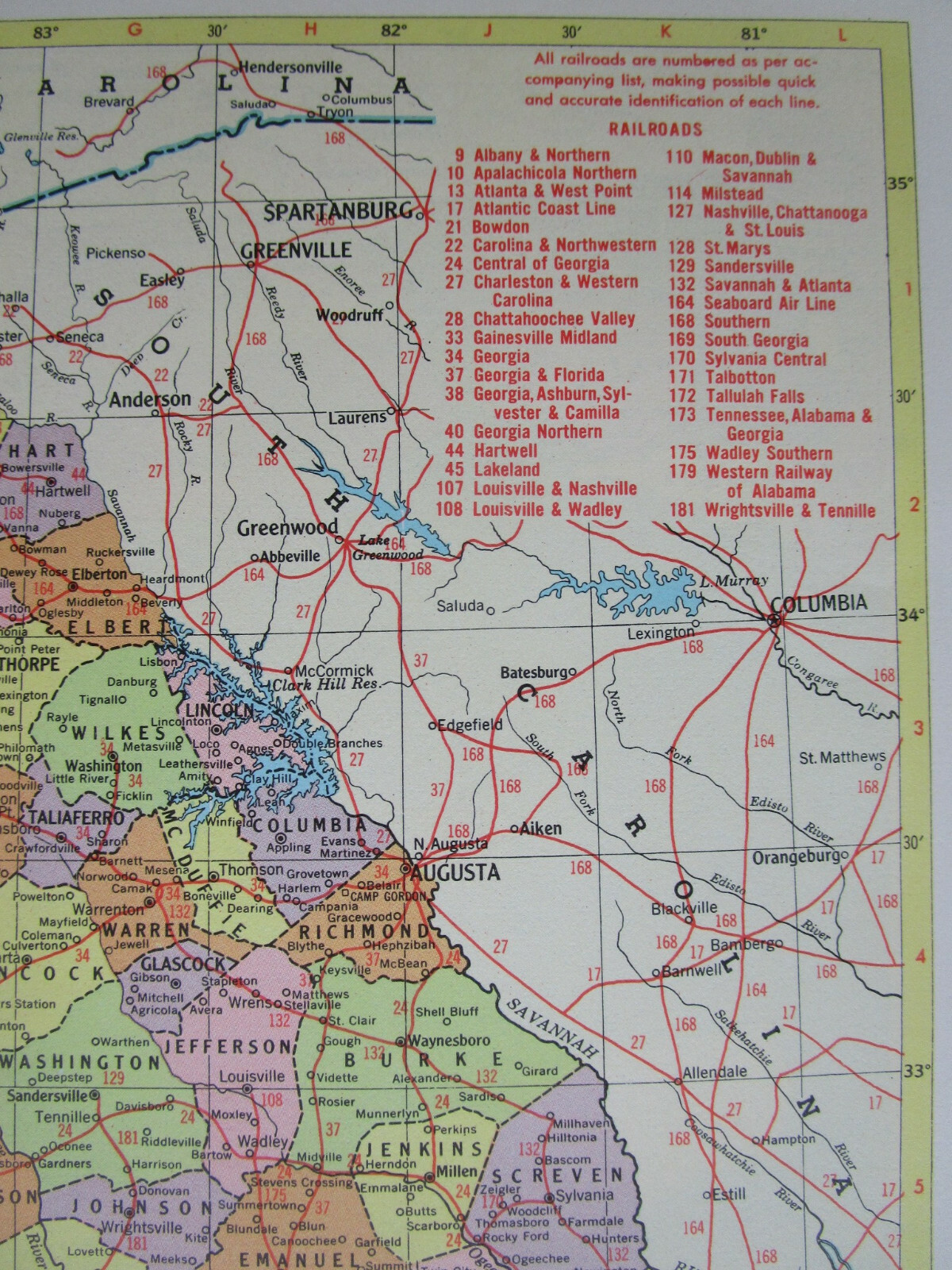 FL GA Vtg 1959 FLORIDA RAILROAD Map. MARIANNA & BLOUNTSTOWN RR ~or~ GEORGIA