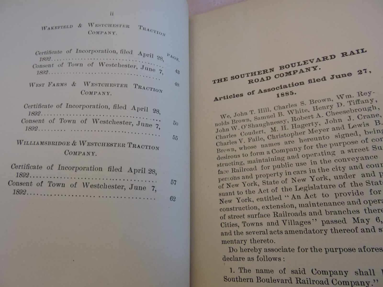 RARE 1903 New York City Central BRONX Westchester Trolley NYC&HRR Doc. 61-p.